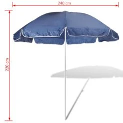240cm Parasol De Plage Bleu -Mobilier De Jardin Soldes 240cm parasol de plage bleu 8718475852094 1353725