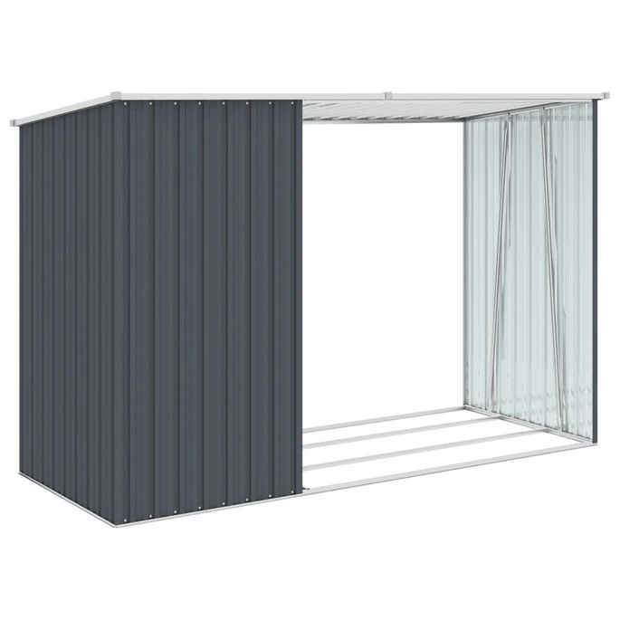 Abri à Bois De Jardin Anthracite 245x98x159 Cm Acier Galvanisé 4 Abri à Bois De Jardin Anthracite 245x98x159 Cm Acier Galvanisé – Image 4