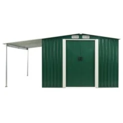 Abri De Jardin à Portes Coulissantes Vert 386x312x178 Cm Acier -Mobilier De Jardin Soldes abri de jardin a portes coulissantes vert 386x312x178 cm acier 8718475724667 1264488