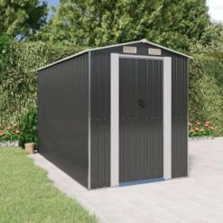 Abri De Jardin Anthracite 192x357x223 Cm Acier Galvanisé