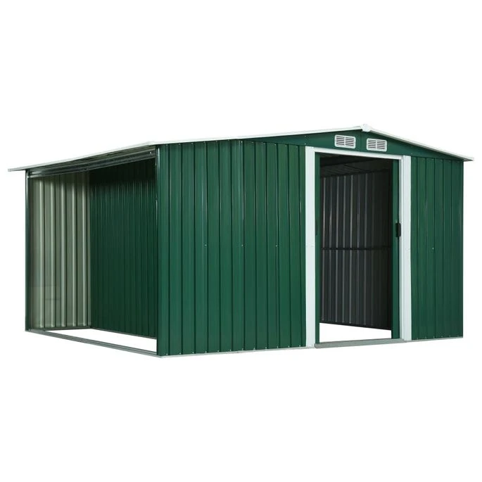 Abri De Jardin Avec Portes Vert 329,5x259x178 Cm Acier 2 Abri De Jardin Avec Portes Vert 329,5x259x178 Cm Acier – Image 2