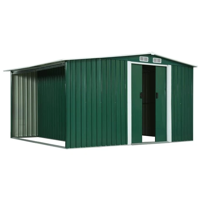 Abri De Jardin Avec Portes Vert 329,5x259x178 Cm Acier 3 Abri De Jardin Avec Portes Vert 329,5x259x178 Cm Acier – Image 3