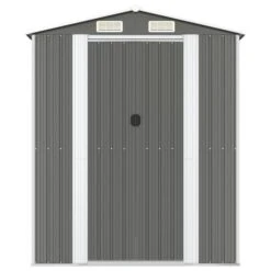 Abri De Jardin Gris Clair 192x523x223 Cm Acier Galvanisé -Mobilier De Jardin Soldes abri de jardin gris clair 192x523x223 cm acier galvanise 3666722886604 1483026