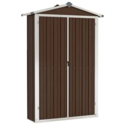 Abri De Jardin Marron 107,5x46x183 Cm Acier Galvanisé