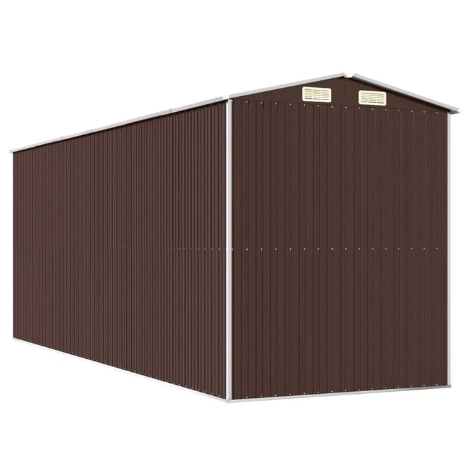 Abri De Jardin Marron Foncé 192x523x223 Cm Acier Galvanisé 6 Abri De Jardin Marron Foncé 192x523x223 Cm Acier Galvanisé – Image 6