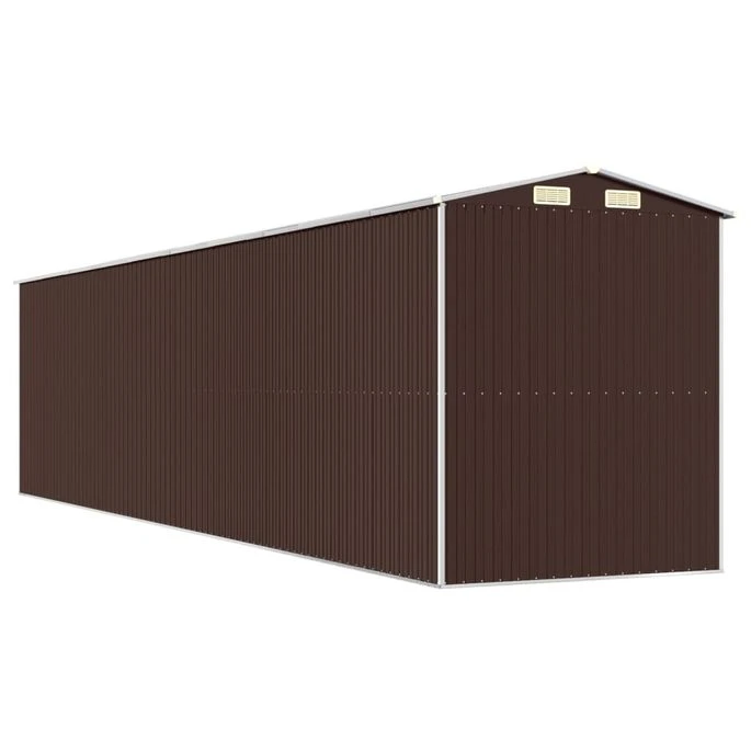 Abri De Jardin Marron Foncé 192x855x223 Cm Acier Galvanisé 6 Abri De Jardin Marron Foncé 192x855x223 Cm Acier Galvanisé – Image 6