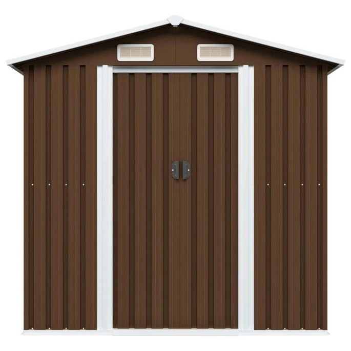 Abri De Stockage Pour Jardin Marron 204x132x186 Cm Acier 2 Abri De Stockage Pour Jardin Marron 204x132x186 Cm Acier – Image 2