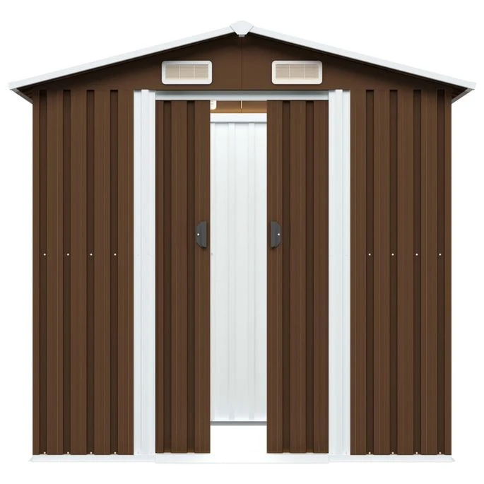 Abri De Stockage Pour Jardin Marron 204x132x186 Cm Acier 3 Abri De Stockage Pour Jardin Marron 204x132x186 Cm Acier – Image 3
