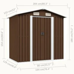 Abri De Stockage Pour Jardin Marron 204x132x186 Cm Acier 15 Abri De Stockage Pour Jardin Marron 204x132x186 Cm Acier -Mobilier De Jardin Soldes abri de stockage pour jardin marron 204x132x186 cm acier 3666722764148 1370116