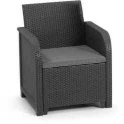 ALLIBERT By KETER - Fauteuil SanRemo - Imitation Rotin Tressé - Gris Graphite