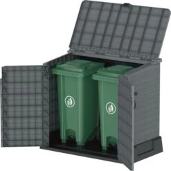 Armoire De Rangement Ou Cache Poubelle Pour 2 Poubelles StoreAway DURAMAX - 850 L - Gris -Mobilier De Jardin Soldes armoire de rangement ou cache poubelle pour 2 poubelles storeaway duramax 850 l gris 0638801866206 1222613