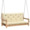 Balancelle Avec Coussin Blanc Crème 120 Cm Bois De Teck Solide