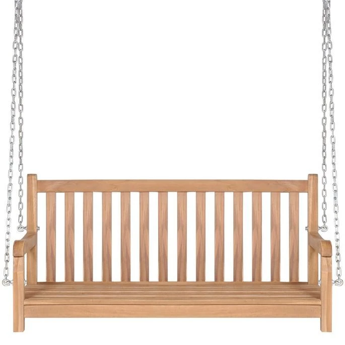 Balancelle Avec Coussin Gris 120 Cm Bois De Teck Solide 8 Balancelle Avec Coussin Gris 120 Cm Bois De Teck Solide – Image 8