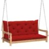 Balancelle Avec Coussin Rouge 120 Cm Bois De Teck Solide