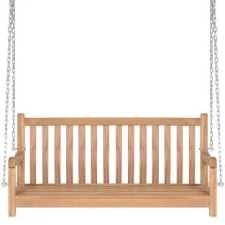 Balancelle Avec Coussin Taupe 120 Cm Bois De Teck Solide -Mobilier De Jardin Soldes balancelle avec coussin taupe 120 cm bois de teck solide 3666722780032 1192255