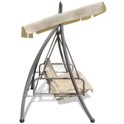 Balancelle Convertible D'extérieur Avec Auvent Blanc Sable -Mobilier De Jardin Soldes balancelle convertible d exterieur avec auvent blanc sable 3666722184564 1212012