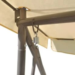 Balancelle Convertible D'extérieur Avec Auvent Blanc Sable -Mobilier De Jardin Soldes balancelle convertible d exterieur avec auvent blanc sable 3666722184564 1212015