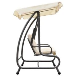 Balancelle D'extérieur Avec Auvent Blanc Sable 2 -Mobilier De Jardin Soldes balancelle d exterieur avec auvent blanc sable 8718475709169 1217615