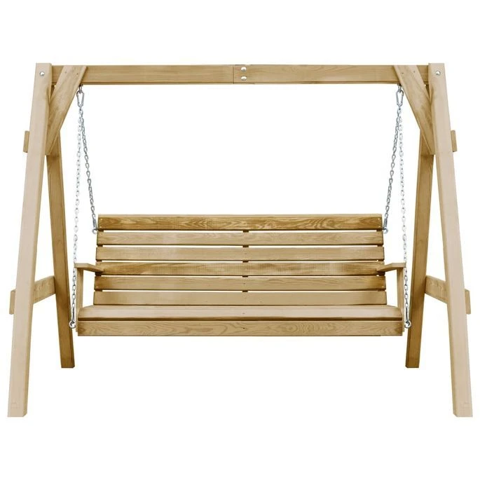 Balancelle De Jardin Bois De Pin Imprégné 205x150x157 Cm 2 Balancelle De Jardin Bois De Pin Imprégné 205x150x157 Cm – Image 2