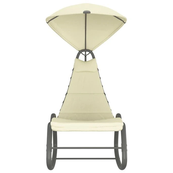 Balancelle De Jardin Crème 160x80x195 Cm Tissu 2 Balancelle De Jardin Crème 160x80x195 Cm Tissu – Image 2