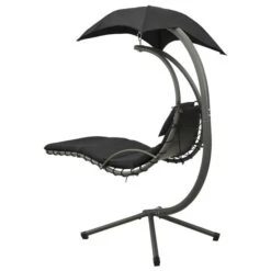 Balancelle De Jardin Noir Et Gris 190x90x200 Cm Tissu -Mobilier De Jardin Soldes balancelle de jardin noir et gris 190x90x200 cm tissu 3666722189323 1195981