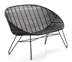 Produits populaires 5 Banc 3 Places Ethnique Osier Tissé Et Pieds Métal Noir 140 Cm