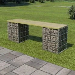 Banc à Gabion 120 Cm Acier Galvanisé Et Pinède