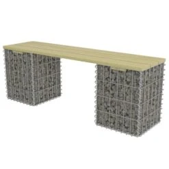 Banc à Gabion 120 Cm Acier Galvanisé Et Pinède -Mobilier De Jardin Soldes banc a gabion 120 cm acier galvanise et pinede 3666722147408 1276237