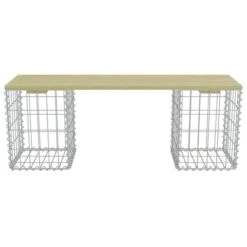 Banc à Gabion 120 Cm Acier Galvanisé Et Pinède -Mobilier De Jardin Soldes banc a gabion 120 cm acier galvanise et pinede 3666722147408 1276238