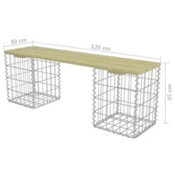 Banc à Gabion 120 Cm Acier Galvanisé Et Pinède -Mobilier De Jardin Soldes banc a gabion 120 cm acier galvanise et pinede 3666722147408 1276240