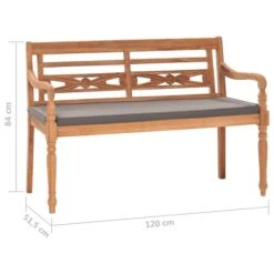 Banc Batavia Avec Coussin Gris Foncé 120 Cm Bois De Teck Massif -Mobilier De Jardin Soldes banc batavia avec coussin gris fonce 120 cm bois de teck massif 3666722869683 947989