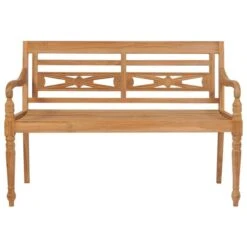 Banc Batavia Avec Coussin Motif De Feuilles 150 Cm Bois De Teck -Mobilier De Jardin Soldes banc batavia avec coussin motif de feuilles 150 cm bois de teck 8720286261170 823281
