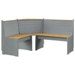 Banc D'angle De Jardin 151 Cm Pin Solide Marron Miel Et Gris