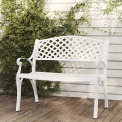 Produits populaires -Mobilier De Jardin Soldes banc de jardin 102 cm aluminium coule blanc 3666722171892 1227620