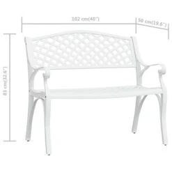 Banc De Jardin 102 Cm Aluminium Coulé Blanc -Mobilier De Jardin Soldes banc de jardin 102 cm aluminium coule blanc 3666722171892 1227626