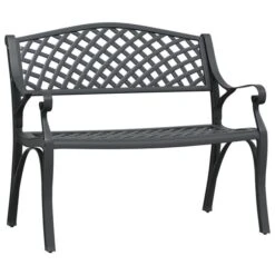 Banc De Jardin 102 Cm Aluminium Coulé Noir