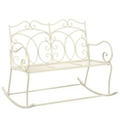 Banc De Jardin 104 Cm Fer Blanc Antique