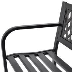 Banc De Jardin 118 Cm Acier Noir -Mobilier De Jardin Soldes banc de jardin 118 cm acier noir 3666722331012 974031