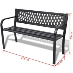 Banc De Jardin 118 Cm Acier Noir -Mobilier De Jardin Soldes banc de jardin 118 cm acier noir 3666722331012 974032