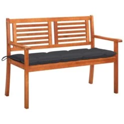 Banc De Jardin 2 Places Avec Coussin 120 Cm Bois D'eucalyptus 9