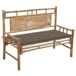Banc De Jardin Avec Coussin 120 Cm Bambou 16