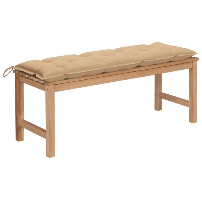 Banc De Jardin Avec Coussin Beige 120 Cm Bois De Teck Massif 2 1 Banc De Jardin Avec Coussin Beige 120 Cm Bois De Teck Massif 2