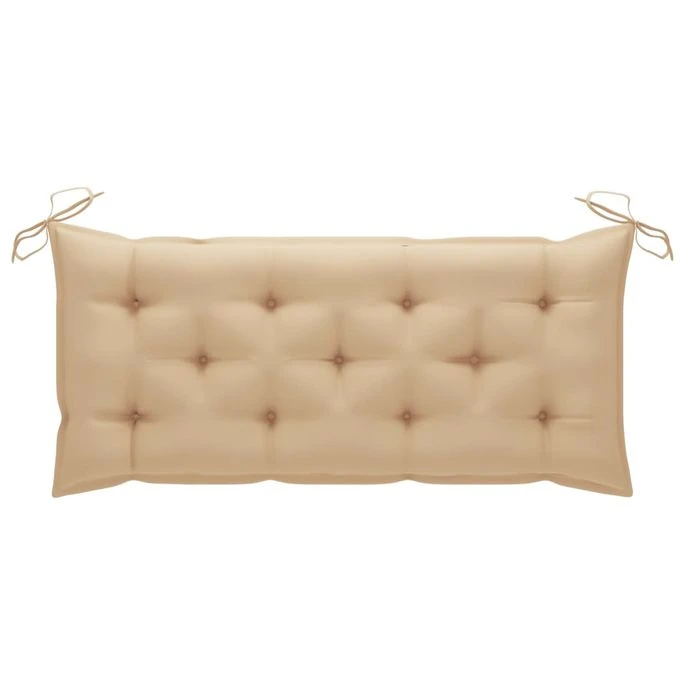 Banc De Jardin Avec Coussin Beige 120 Cm Bois De Teck Massif 2 5 Banc De Jardin Avec Coussin Beige 120 Cm Bois De Teck Massif 2 – Image 5