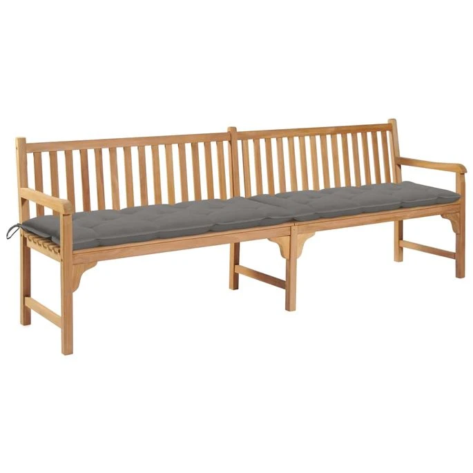 Banc De Jardin Avec Coussin Gris 240 Cm Bois De Teck Massif 2 1 Banc De Jardin Avec Coussin Gris 240 Cm Bois De Teck Massif 2