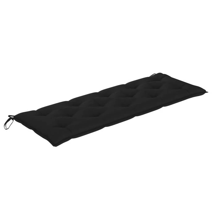 Banc De Jardin Avec Coussin Noir 150 Cm Teck Massif 2 Banc De Jardin Avec Coussin Noir 150 Cm Teck Massif – Image 2