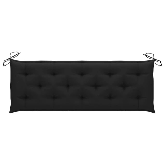 Banc De Jardin Avec Coussin Noir 150 Cm Teck Massif 4 Banc De Jardin Avec Coussin Noir 150 Cm Teck Massif – Image 4