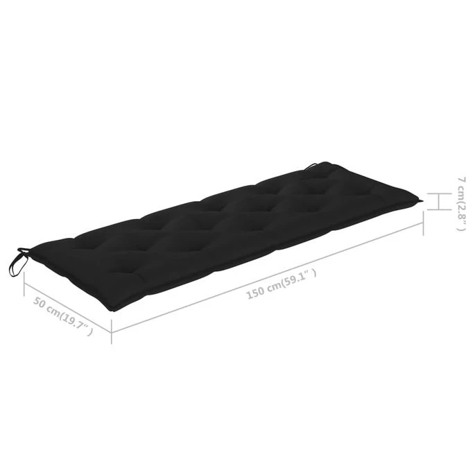 Banc De Jardin Avec Coussin Noir 150 Cm Teck Massif 9 Banc De Jardin Avec Coussin Noir 150 Cm Teck Massif – Image 9