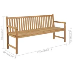 Banc De Jardin Avec Coussin Noir 175 Cm Bois De Teck Massif -Mobilier De Jardin Soldes banc de jardin avec coussin noir 175 cm bois de teck massif 8720286267301 830155