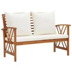 Banc De Jardin Avec Coussins 119 Cm Bois Solide D'acacia 4