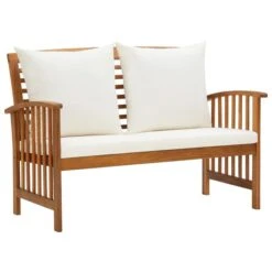 Banc De Jardin Avec Coussins 119 Cm Bois Solide D'acacia 2